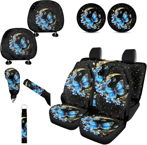 Miniatura 35 de Forchrinse Bee - Juego de fundas para asiento delantero y trasero con funda para palanca de cambios de freno de mano, funda para reposacabezas