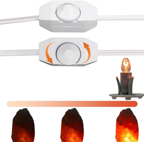 Miniatura 2 de SCOMX Cable de lámpara de sal blanca del Himalaya, interruptor de atenuación, bombilla de Navidad, cable de lámpara de sal con control de intensidad