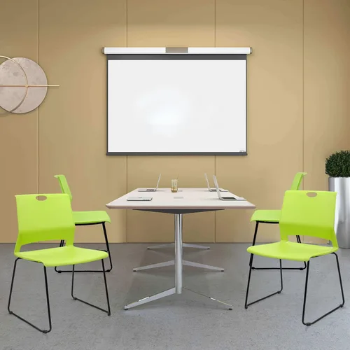 Miniatura 8 de KLASIKA Sillas apilables para recepción de invitados, silla de oficina apilable con soporte lumbar ergonómico y patas de metal, sillas de escritorio