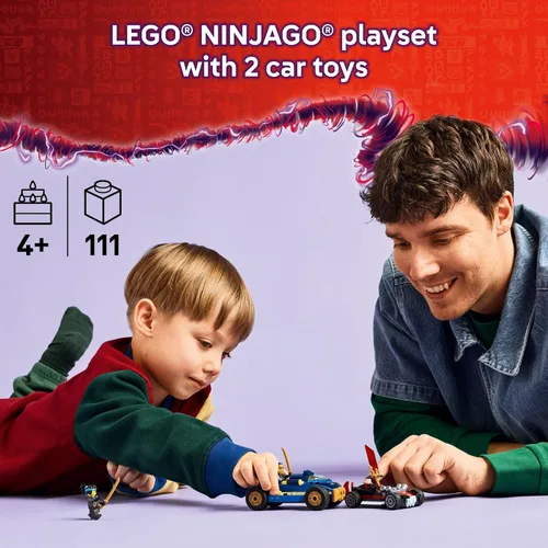 Miniatura 2 de LEGO NINJAGO Duelo de Carreras de Coches Ninja vs. Drix - Juguete de Construcción de Ninja para Niños en Preescolar - Juguete de Ninja con Ladrillo