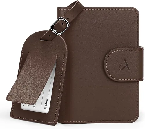 Miniatura 16 de ALLIVE Soporte para pasaporte para viajes, soporte para pasaporte Rfid para mujeres y hombres, funda de pasaporte de cuero genuino para viaje