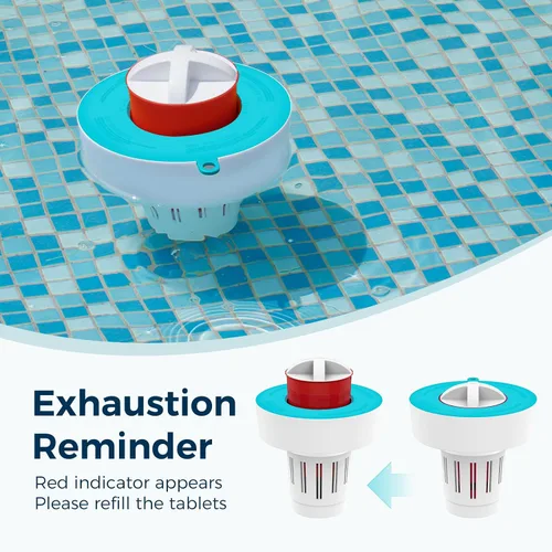 Miniatura 3 de Dispensador de tabletas de piscina para tabletas de 3 pulgadas, soporte flotante para tableta con recordatorio y 3 ajustes ajustables, flotante