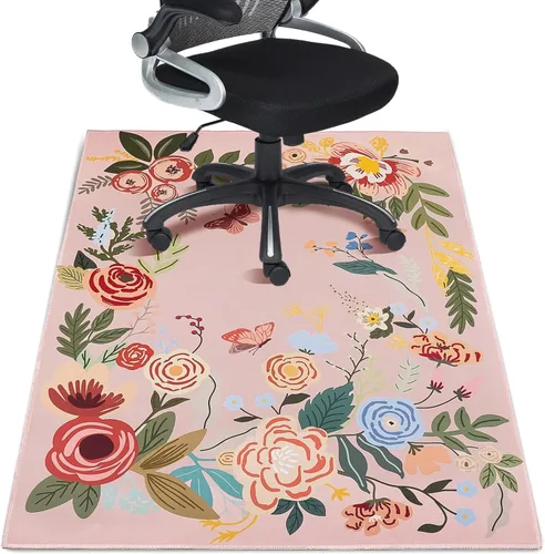 Tapete para silla de oficina para suelo de madera dura, 36 x 48 pulgadas, alfombras de oficina para sillas rodantes de videojuegos, silla de Rosa