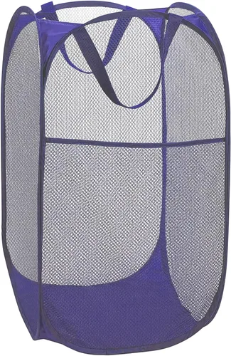 Miniatura 18 de BATTOO Cesta de lavandería emergente de malla fuerte de lujo con bolsillo lateral, plegable para cuarto de lavandería, baño, habitación de niños