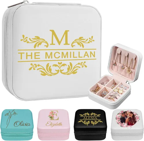 Miniatura 29 de Joyero de viaje personalizado para mujer, foto personalizada, nombre, logotipo, joyero, regalo de dama de honor, boda, cumpleaños