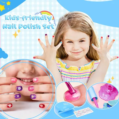 Miniatura 5 de PERRYHOME Kit de maquillaje para niños para niña, cosmético lavable real congelado, juguetes congelados no tóxicos, juego de uñas para niños