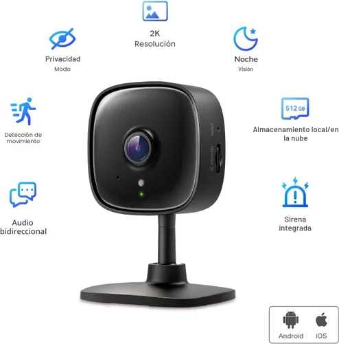 Miniatura 6 de Tapo - Nueva cámara de seguridad interior TP-Link de 2K para monitor de bebé, cámara para mascotas Detección de movimiento Audio de 2 vías