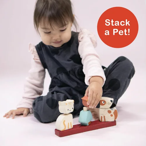 Miniatura 6 de Mentari Juguete interactivo apilador para mascotas, juego de 6 piezas, gatito, cachorro, pájaro, tablero base con clavijas