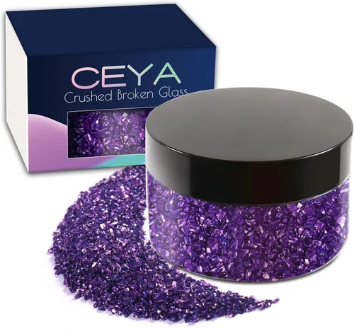 Miniatura 26 de Ceya 5.3 onzas/150g Vidrio Triturado Irregular Azul Neptuno Metálico Chips de Cristal Vidrio Roto Chips Purpurina 2-4mm Manualidades Purpurina