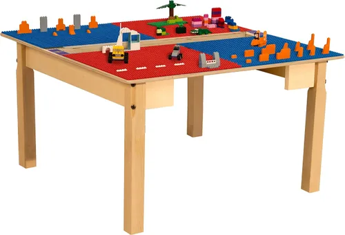 Miniatura 12 de Time-2-Play - Mesa de juego para niños, compatible con ladrillos Lego, madera contrachapada de abedul extra resistente, 35 pulgadas de ancho x 31