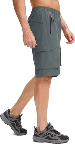 Miniatura 2 de Bikewa Pantalones cortos de ciclismo de montaña para hombre, con acolchado 3D, ajuste holgado, con bolsillos con cremallera