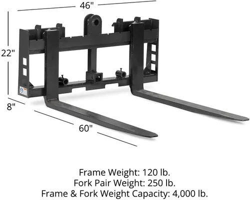 Miniatura 2 de Titan Attachments Marco de horquilla de palet serie Economy, cuchillas de horquilla de 36 pulgadas, conexión de enganche rápido para minicargadora