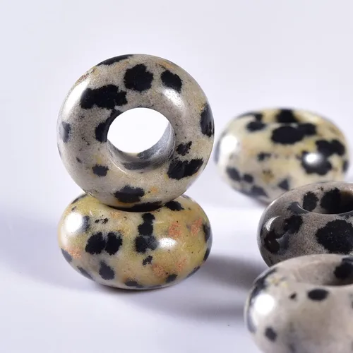 Miniatura 12 de Cuentas de piedra natural de agujero grande (0.23 a 0.236 pulgadas) pulidas Rondelle cuentas de piedras preciosas europeas para pulseras de dijes