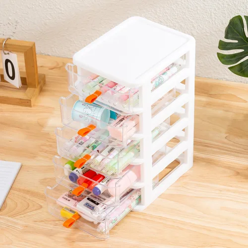Miniatura 2 de Gagee Mini cajones de almacenamiento apilables de 5 cajones, cómodas de plástico con cajones para artes y manualidades, herramientas pequeñas