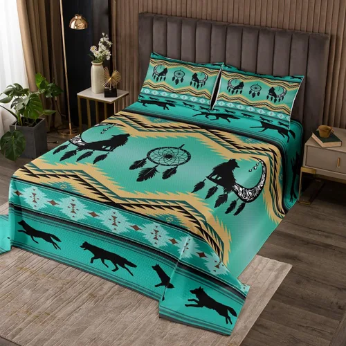 Miniatura 39 de Erosebridal Southwestern - Juego de colcha geométrica bohemia acolchada tamaño individual, juego de edredón étnico tribal con flechas occidentales