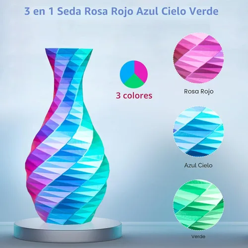 Miniatura 4 de Filamento de seda PLA para impresora 3D Filamento de seda PLA de triple color 1.75mm Filamento para impresión 3D Compatible con la mayoría de Tri