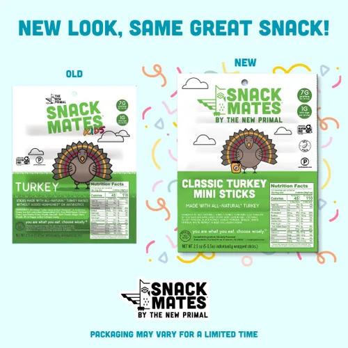 Miniatura 6 de The New Primal Snack Mates - Palitos de pavo, bocadillos saludables sin gluten para niños, aperitivos bajos en azúcar y alto en proteínas, mini