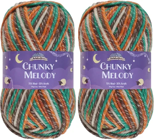 Miniatura 46 de JubileeYarn Chunky Melody - Hilo para tejer 100g/madeja, mezcla de lana gruesa, color maíz naranja - 2 madejas 15 Maíz Naranja