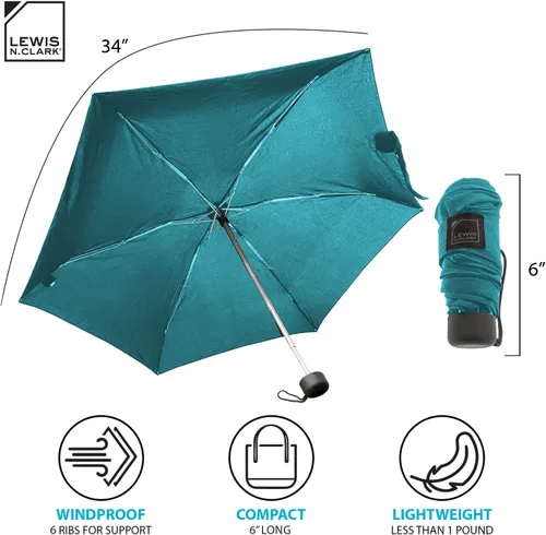 Miniatura 3 de Lewis N. Clark Portable Mini Travel Umbrella, Windproof & Water Repellent Fabric, 1 Year Warranty