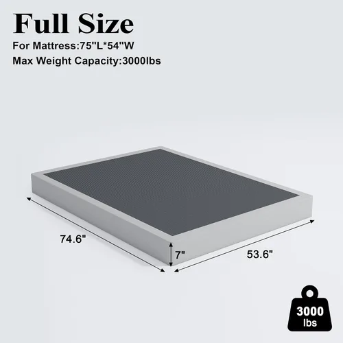 Miniatura 2 de Vehowy Somier de 7 pulgadas para cama Full, solo somier de tamaño Full, base de colchón de servicio pesado, base de cama de metal, antideslizante