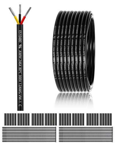 Miniatura 45 de Cable eléctrico de calibre 12 y 2 conductores de 25 pies, cable de 12 AWG UL 2464 de 2 hilos de cobre estañado trenzado en PVC de calibre 12/2