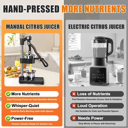 Miniatura 5 de Exprimidor manual de cítricos de hierro fundido, prensa manual comercial, exprimidor de encimera resistente para jugo de limón naranja fresco, fácil