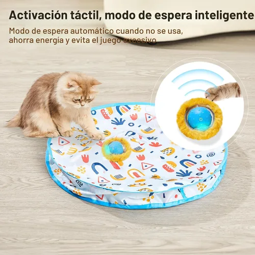 Miniatura 6 de Potaroma - Juguetes interactivos para gatos, pelota de movimiento rápido en alfombra de juego, pelota automática con movimiento activada por