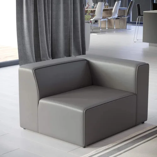 Miniatura 10 de Modway Mingle Sofá seccional de cuero vegano Silla con brazo izquierdo en gris