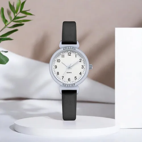 Miniatura 3 de NUOVO - Reloj deportivo de silicona para mujer con correa de piel con cristales, pantalla analógica