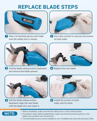 Miniatura 5 de VLOXO Cortador de cartón inalámbrico, tijeras eléctricas recargables de 4 V, súper tijeras con 3 cuchillas diferentes y bloqueo de seguridad