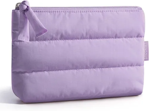 Miniatura 8 de BAGSMART Pequeña bolsa de maquillaje, neceser portátil esponjoso con cierre de cremallera con encanto, organizador de viaje resistente al agua