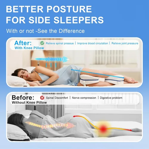Miniatura 5 de BEAUTRIP Almohada de rodilla para dormir de lado, almohadón de espuma viscoelástica con contorno de cuña, cojín de apoyo con funda lavable