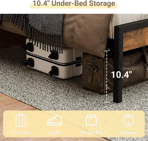 Miniatura 4 de Zevemomo - Base de cama completa con estación de carga, puertos USB y enchufes, base de plataforma tamaño completo con cabecera, base de cama sin