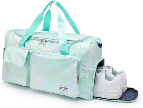 Miniatura 24 de Pequeña bolsa de gimnasio para mujer, bolsa de viaje con compartimento para zapatos