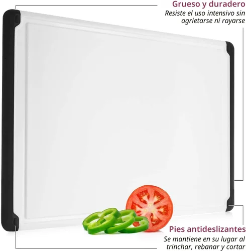 Miniatura 6 de Tabla de cortar de plástico extra grande para cocina, tabla de cortar de 18 pulgadas, apta para lavavajillas, tabla de cortar reversible con ranura