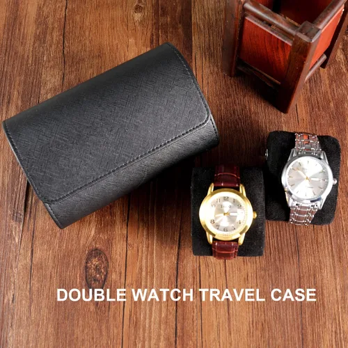 Miniatura 5 de Funda de viaje para reloj para hombres y mujeres, almacenamiento y organizador de 2 relojes con innovadoras almohadas extraíbles y separadores