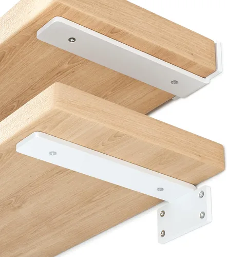 Miniatura 15 de Paquete de 4 soportes flotantes para estantes de 4 pulgadas, soportes ocultos en L resistentes, soportes de estante industriales rústicos
