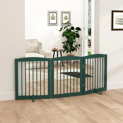 Miniatura 29 de PUPETPO Puerta independiente para mascotas para perros, puerta plegable de madera para perros para casa, puerta interior para perros para puertas