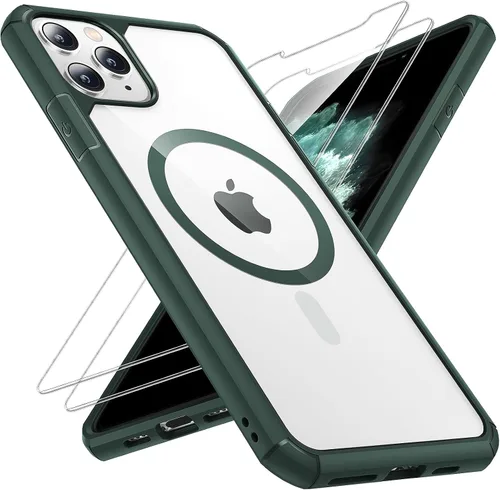 Miniatura 79 de TAURI Funda magnética 2 en 1 transparente para iPhone 14 Pro, compatible con Magsafe [no amarillenta] con protector de pantalla, protección de grado