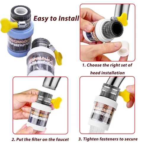 Miniatura 5 de Paquete de 3 filtros de montaje en grifo, filtro de agua de grifo para cocina, grifo de carbón activado, purificador de agua, filtración