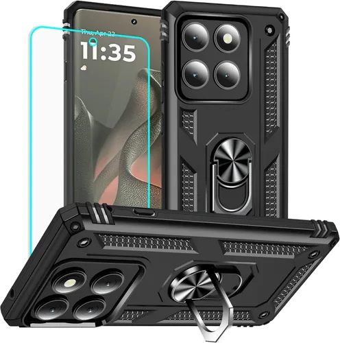 Miniatura 23 de Funda para Moto E Phone Case, Moto E con protector de pantalla HD, fundas protectoras de grado militar con anillo para Moto E 2020 (rojo)