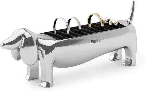 Umbra Soporte para Anillos Dachsie - Regalo para Amantes de Perro Salchicha Dachshund Doxie - Almacenamiento de Joyas, Cromado