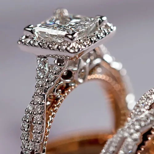 Miniatura 4 de Engagement rings for couples set,3 pc His and Her Wedding Ring Set, Hypoallergenic Rose Gold Ring Set, Cubic Zirconia Bride Promise Rings Set
