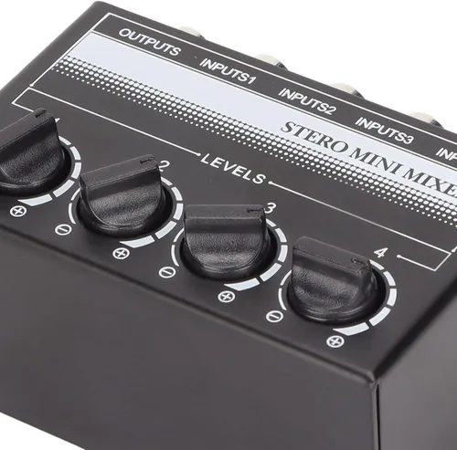 Miniatura 4 de Zyyini Mini mezclador estéreo, mezclador de audio portátil de 4 canales, mini mezclador estéreo profesional pasivo para mezclar instrumentos