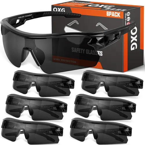 Miniatura 10 de OXG Juego de 3 gafas de seguridad para trabajo para hombres y mujeres, ANSI Z87.1 gafas protectoras resistentes a arañazos e impactos para industria