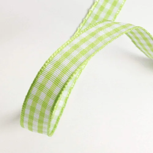 Miniatura 6 de Rollo de cinta a cuadros a cuadros verde manzana, 25 yardas cada rollo, 100% poliéster (3/8 pulgadas, verde manzana)
