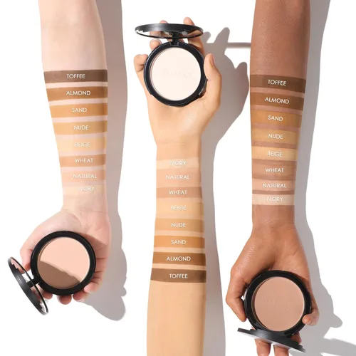 Miniatura 7 de FOCALLURE Polvo prensado impecable, control de brillo y tez suave, maquillaje de base de polvo de ajuste prensado, polvo facial compacto portátil