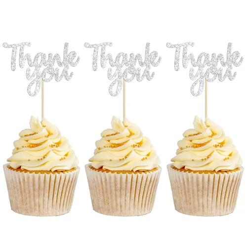 Miniatura 12 de Gyufise Paquete de 36 adornos para cupcakes con purpurina negra para Acción de Gracias, decoraciones para baby shower, niños y niñas, suministros