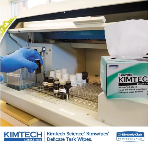 Miniatura 3 de Kimtech 34120 KIMWIPES Limpiaparabrisas delicados, 1 capa, 4 2/5 x 8 2/5, 280/caja, 30 cajas/cartón