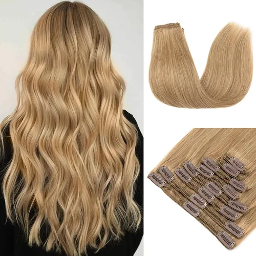 Miniatura 21 de 10 –22 pulgadas doble trama extensiones de cabello 100% humano clip en de trama Grado 7 a calidad Grueso Largo Suave Sedoso recta 8pcs 18 Clips